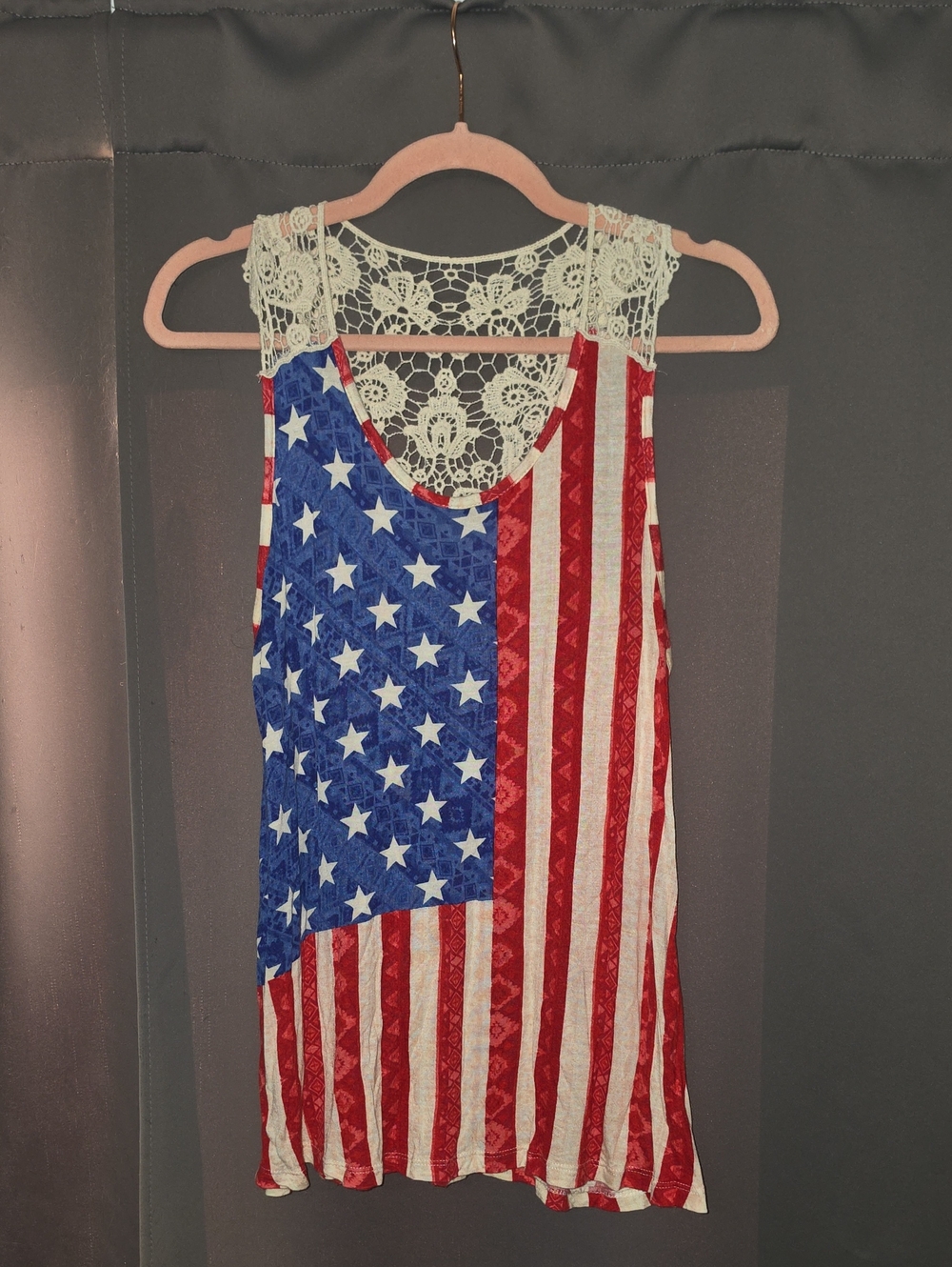 American Flag Lace Tank in Red & Blue